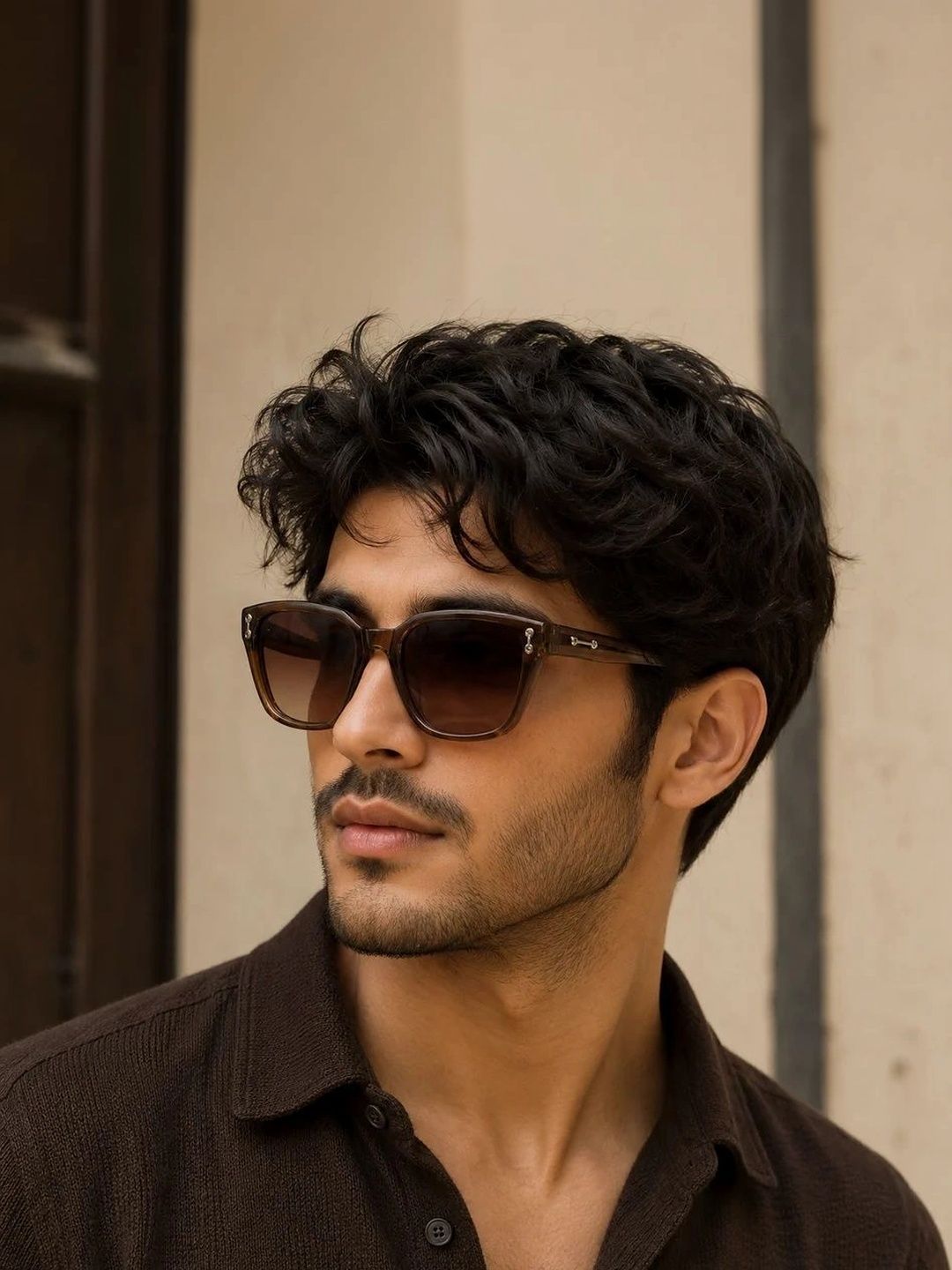 ZAADRAN Unisex Brown Lens & Brown Square Sunglasses with-image-2