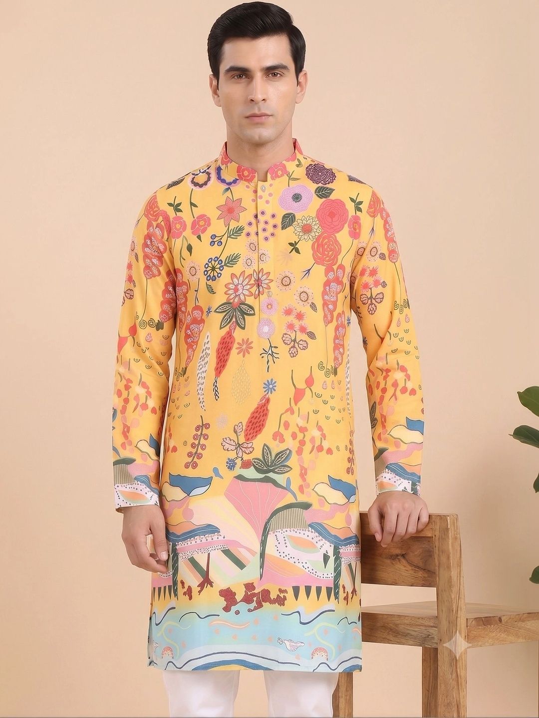 House of Pataudi Men Floral Printed Regular Kurta with Pyjamas-picture-41