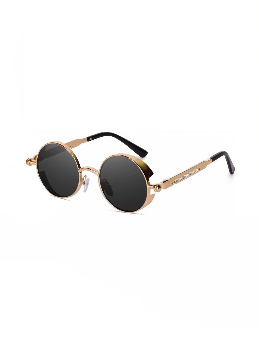 EYELLUSION Women Black Lens & Gold-Toned Round Sunglasses with-image-12