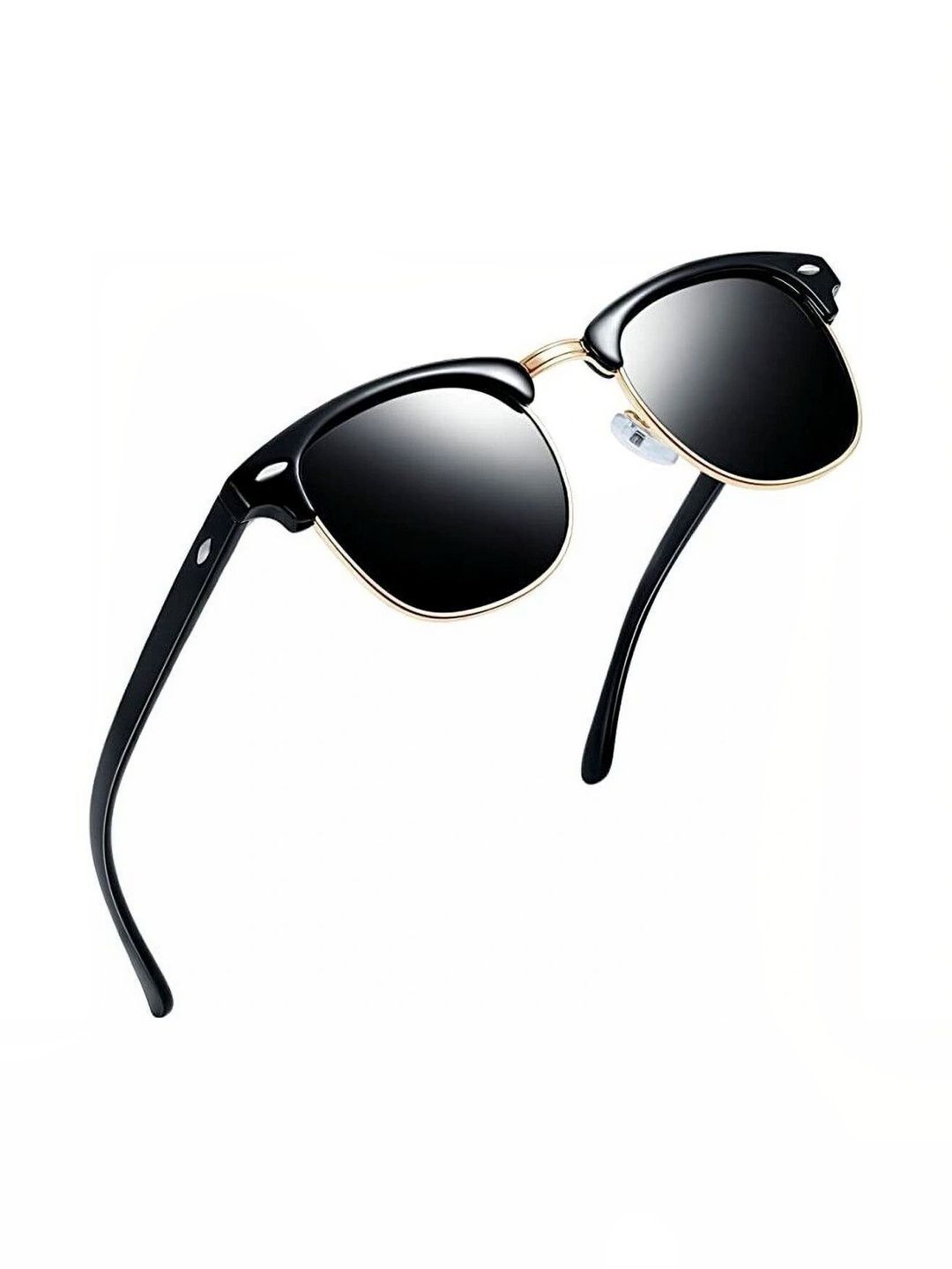 EYELLUSION Women Black Lens & Black Browline Sunglasses with-image-38