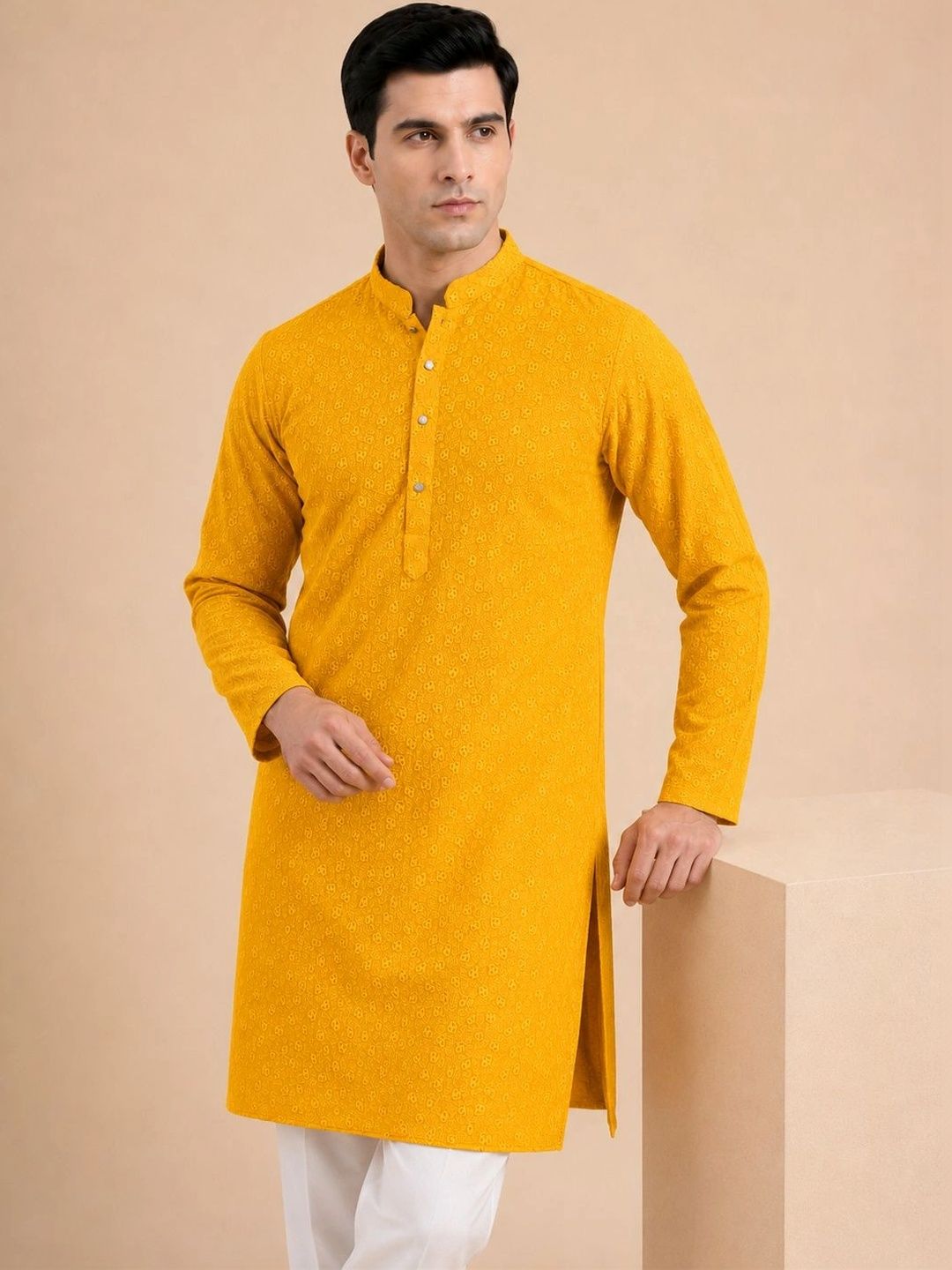 House of Pataudi Men Ethnic Motifs Regular Kurta with Trousers-picture-57