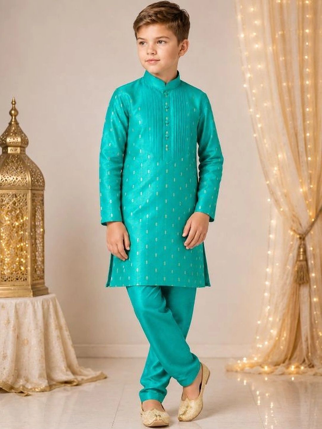 Sparklepop Boys Ethnic Motifs Regular Chanderi Silk Kurta with Pyjamas-picture-57