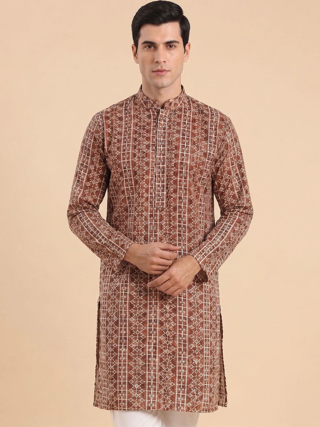 House of Pataudi Men Ethnic Motifs Printed Regular Kurta with Trousers-picture-40