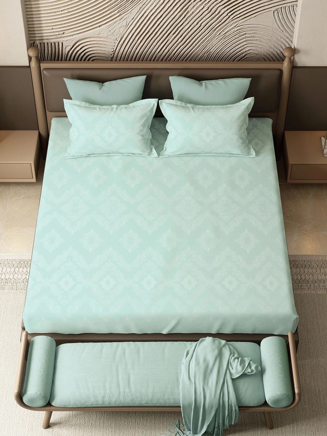 MYTRIDENT Multicoloured 144 TC King Bedsheet with 2 Pillow Covers-image-44