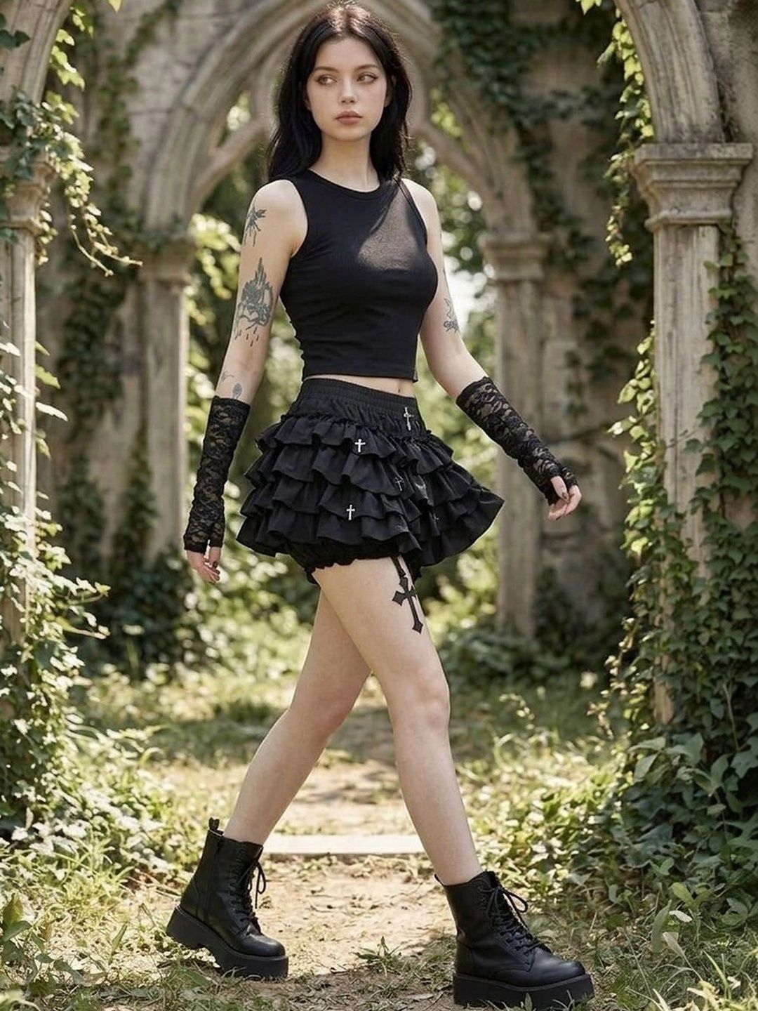 Suo Women Frills Bows and Ruffles Mini Flared Skirt-picture-56
