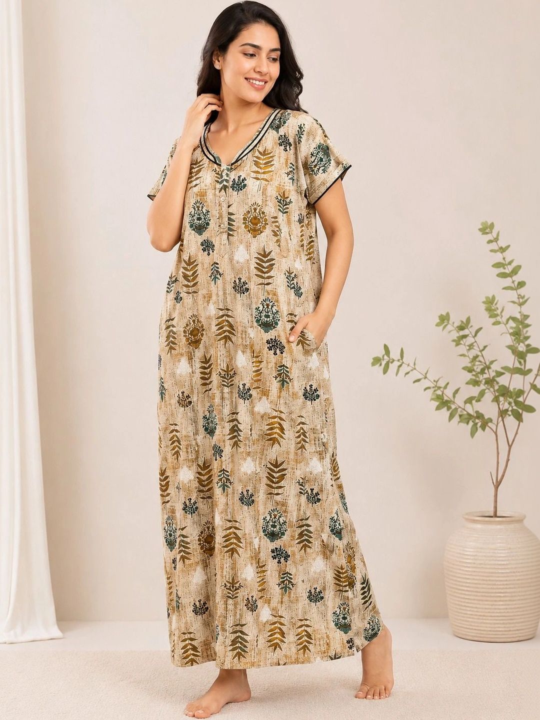 Sukhraa Printed Maxi Nightdress-image-42