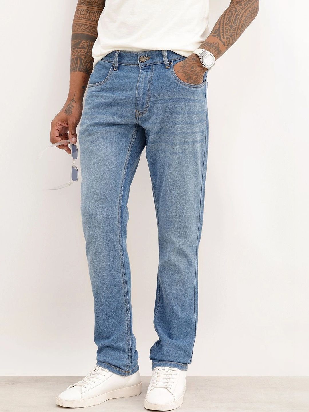 WROGN Men Slim Fit Mid-Rise Stretchable Jeans-picture-11
