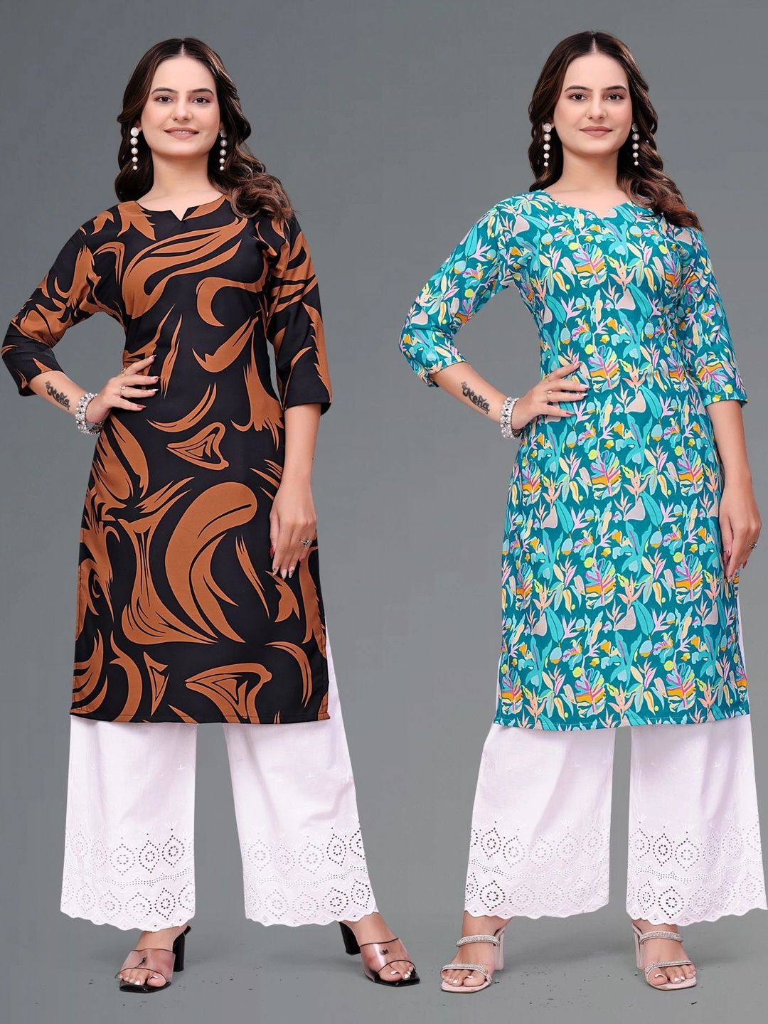PRIYANSH CREATION Printed V-Neck Pure Crepe Kurti-picture-29