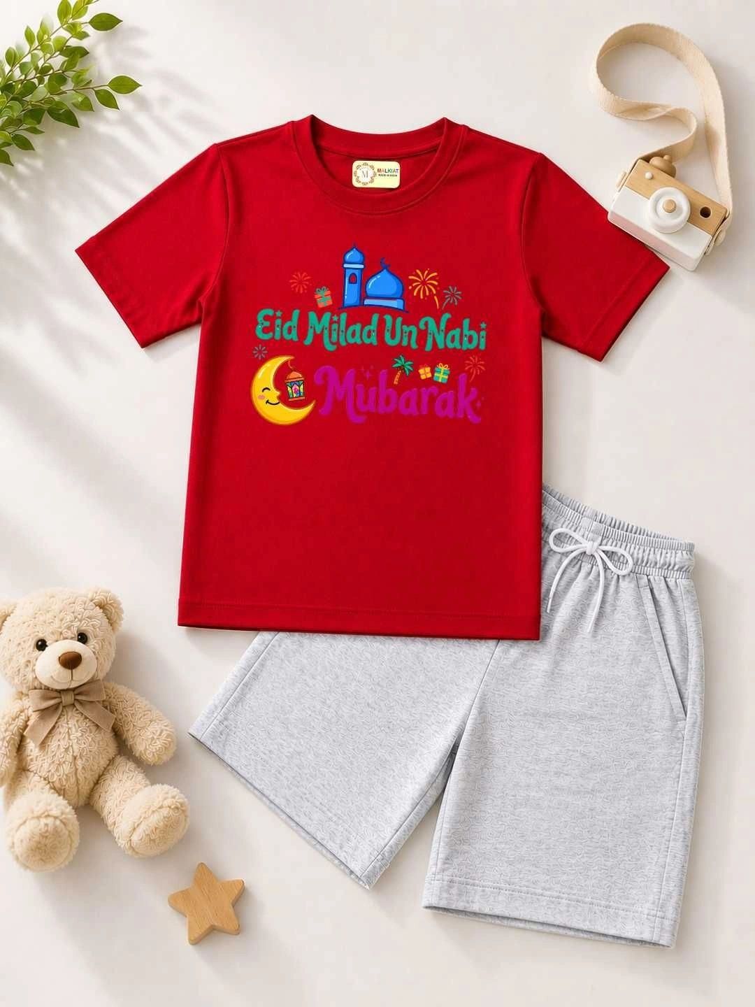MALKIAT Unisex Kids Cotton Printed T-shirt with Shorts-picture-22