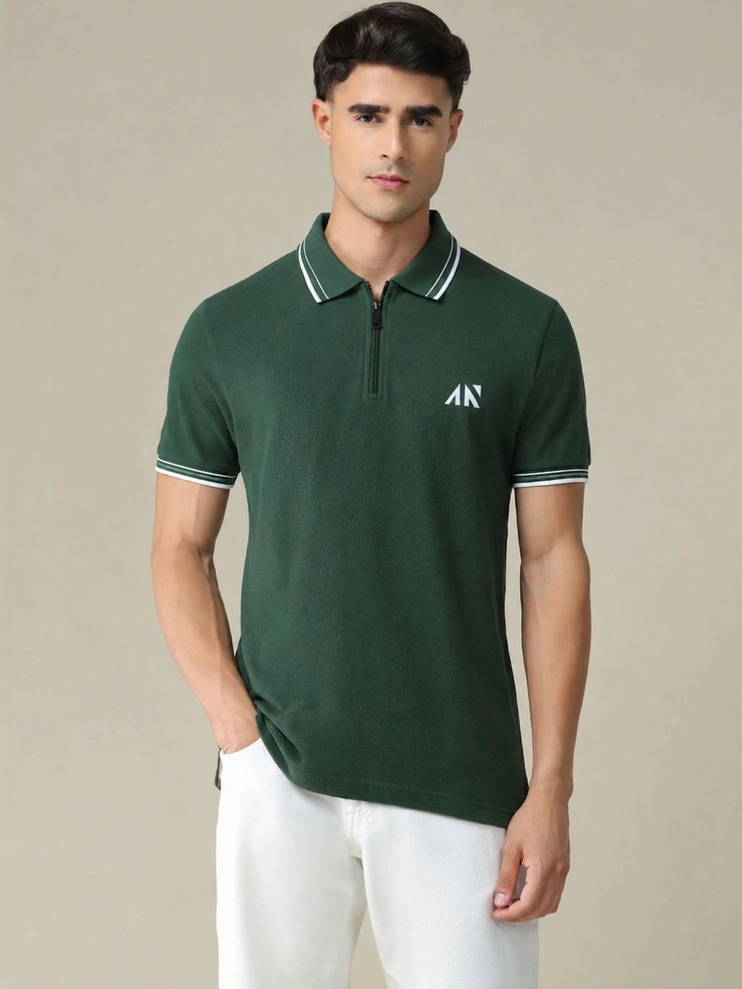 AESTHETIC NATION Men Brand Logo Polo Collar T-shirt-picture-18
