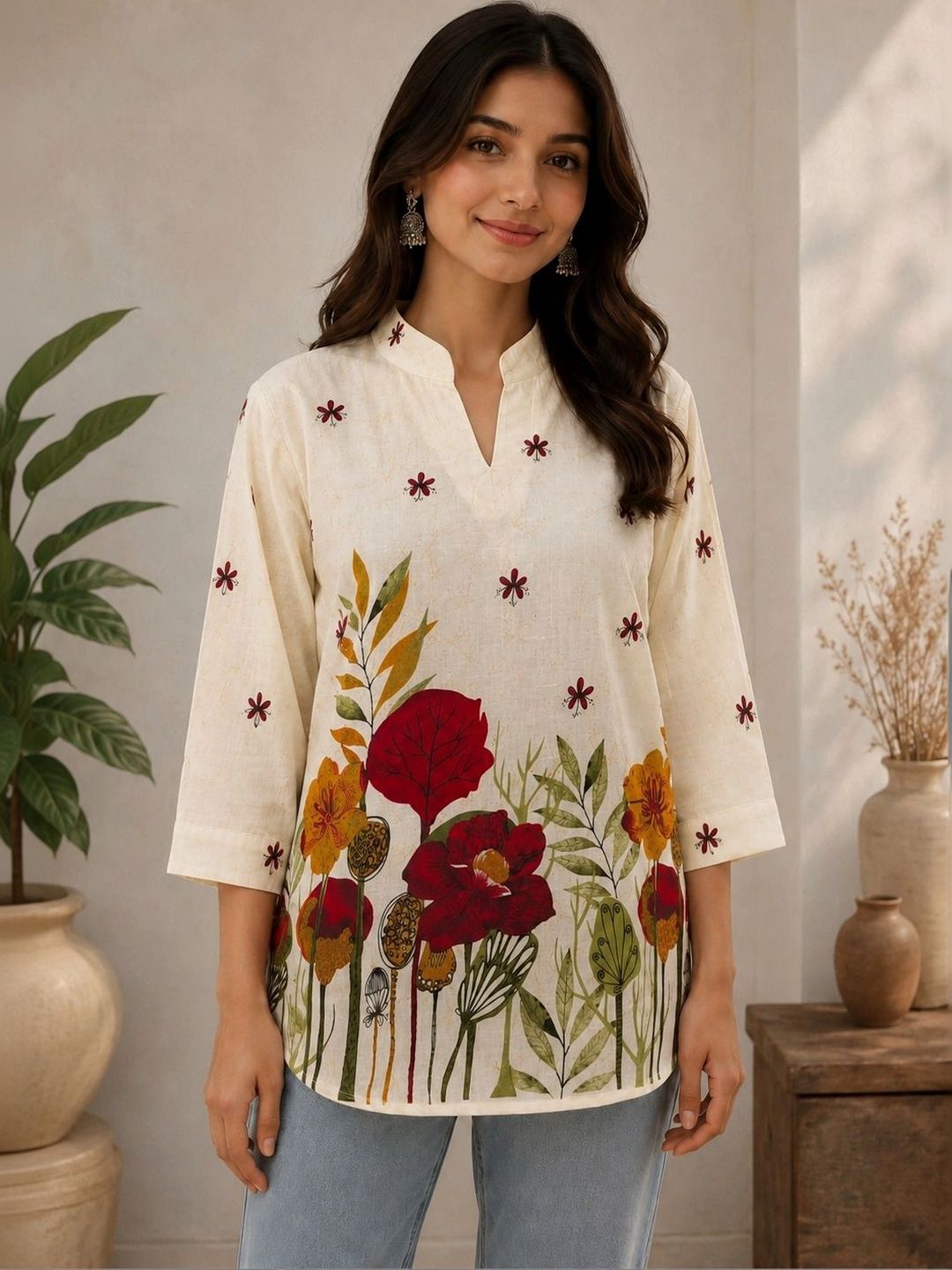 Belfry Floral Print Mandarin Collar Top-picture-17