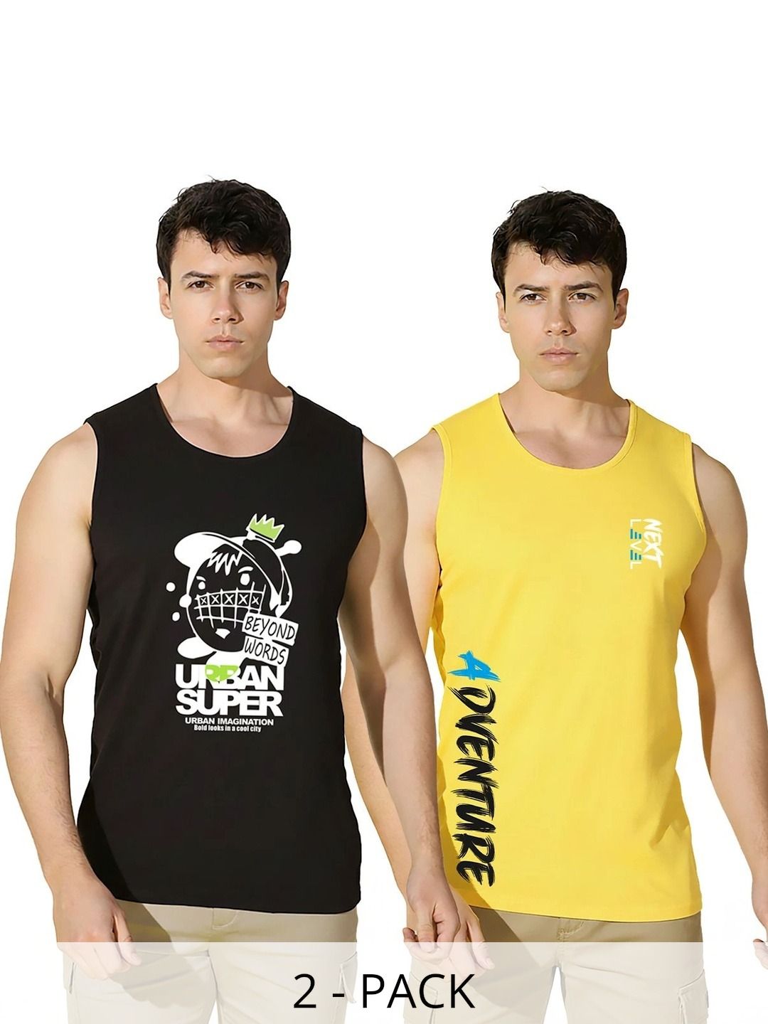 SLOWLORIS Pack of 2 Printed Cotton Gym Vest-picture-30
