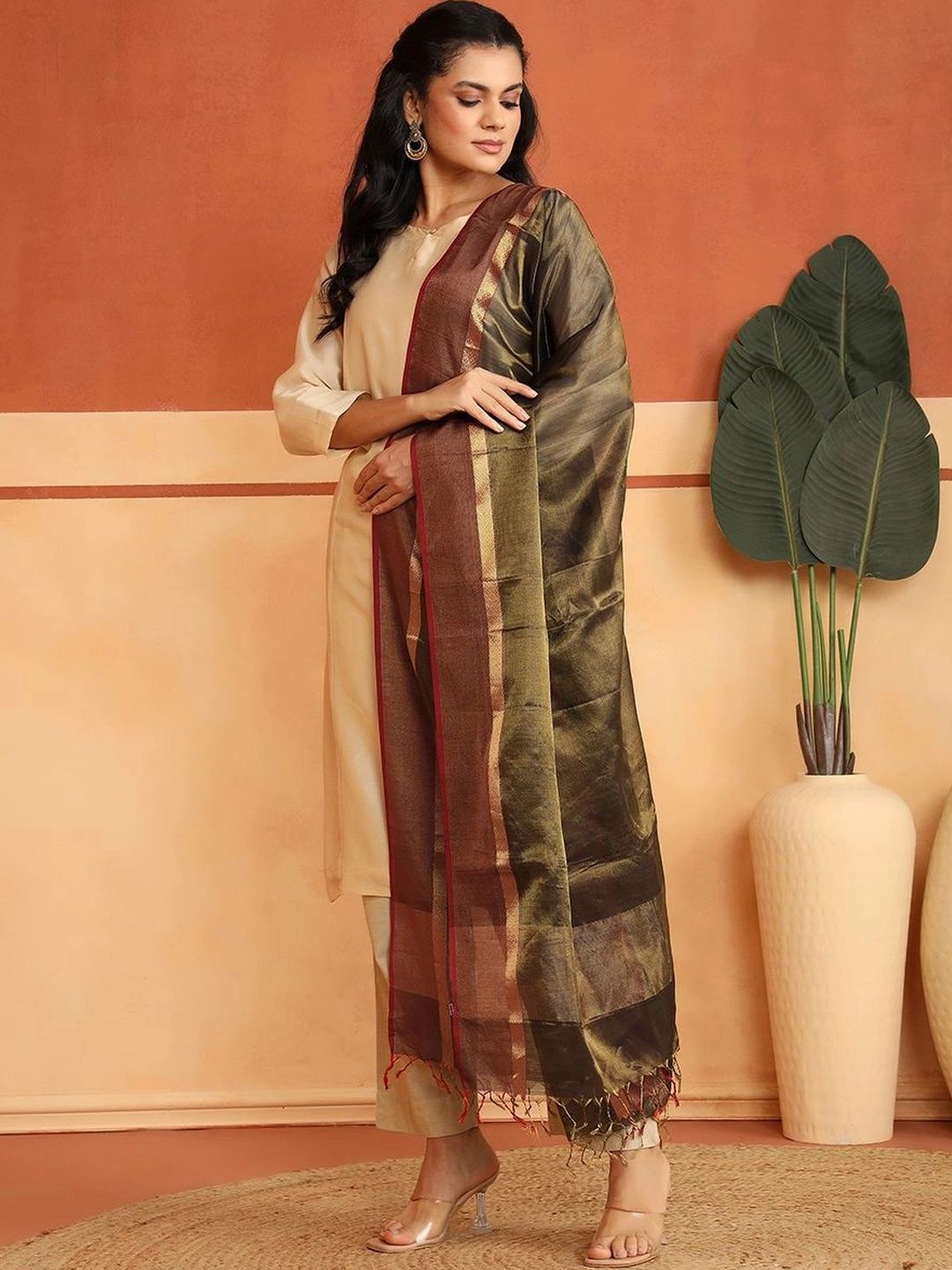 Fabindia Woven Design Cotton Silk Blend Dupatta-picture-28