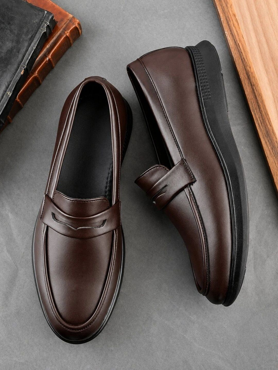 HERE&NOW Men Round Toe Slip-On Formal Loafers-picture-30