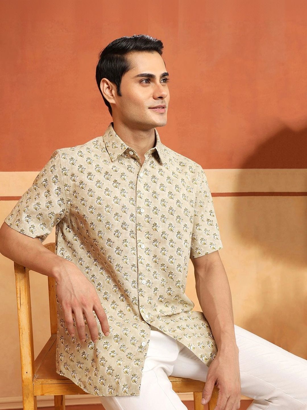 Fabindia Men Slim Fit Floral Printed Casual Shirt-picture-58