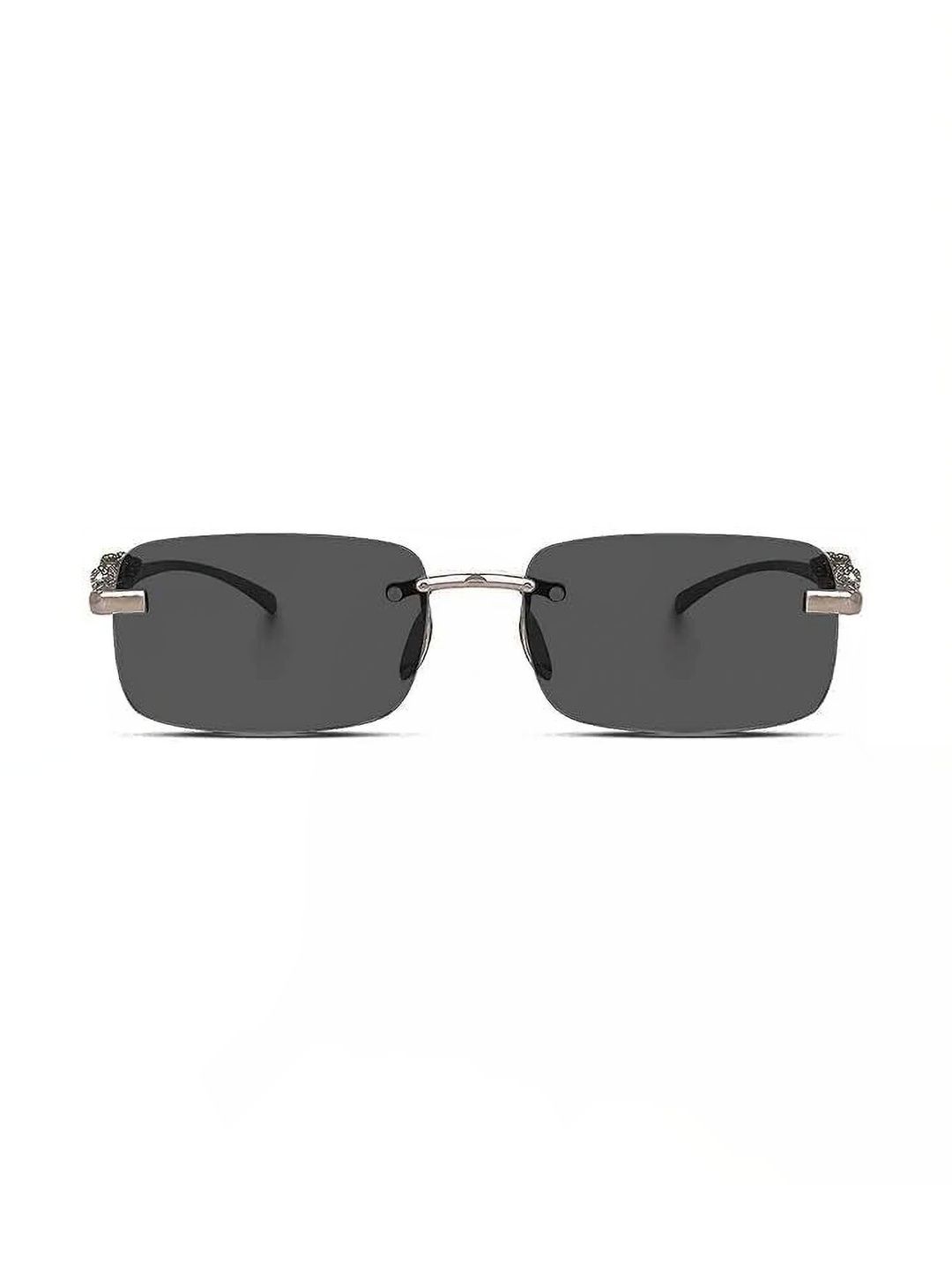 EYELLUSION Unisex Black Lens & Gold-Toned Rectangle Sunglasses with UV Protected Lens-picture-10