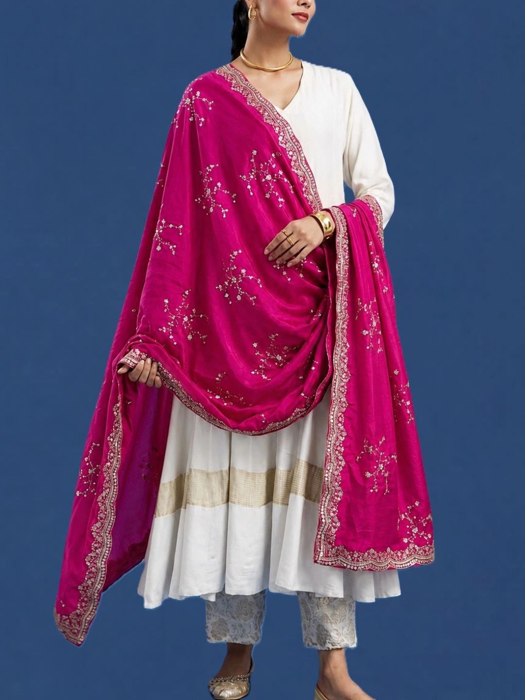 Drape Essence Embroidered Dupatta with Sequinned-picture-11