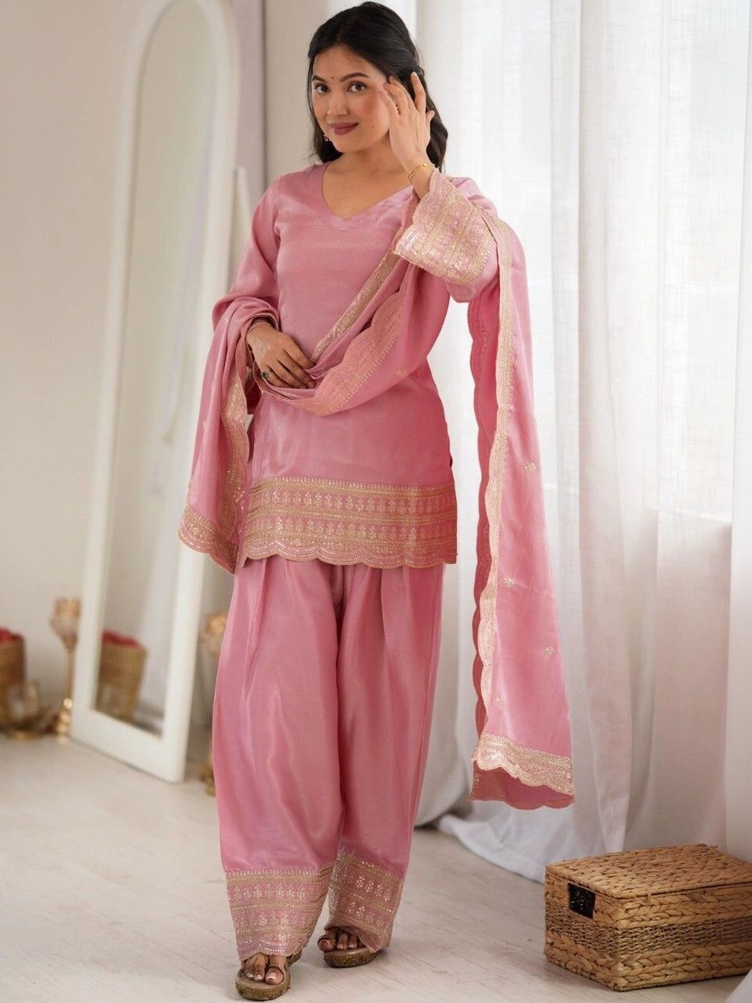 krishiv textile Women Ethnic Motifs Embroidered Regular Kurta with Patiala & With Dupatta-picture-26