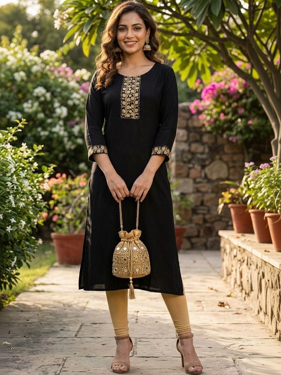 radhika creation Ethnic Motifs Embroidered Sequinned Pure Cotton Sequinned Kurti-picture-50