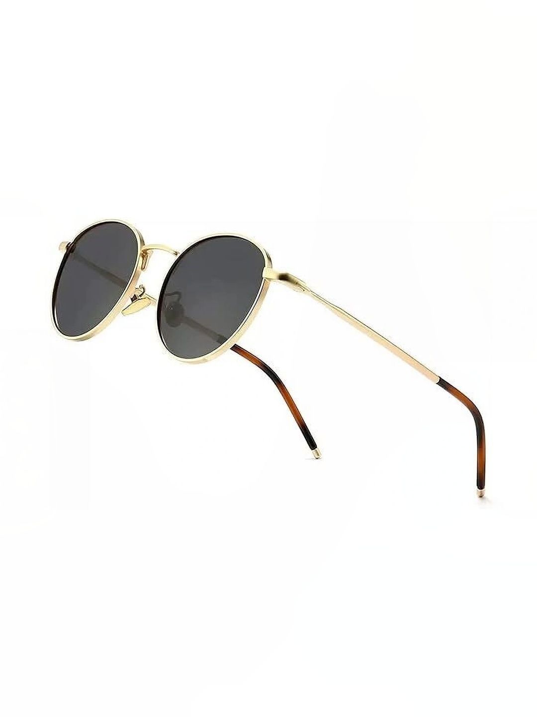 EYELLUSION Women Black Lens & Gold-Toned Round Sunglasses with-picture-14