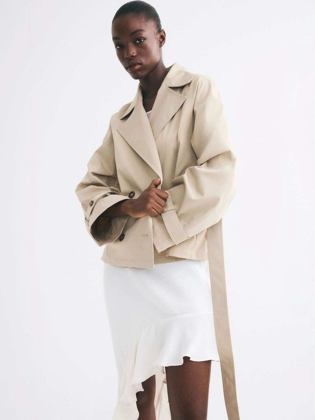 H&M Women Short Tie-Belt Trench Coat-picture-25