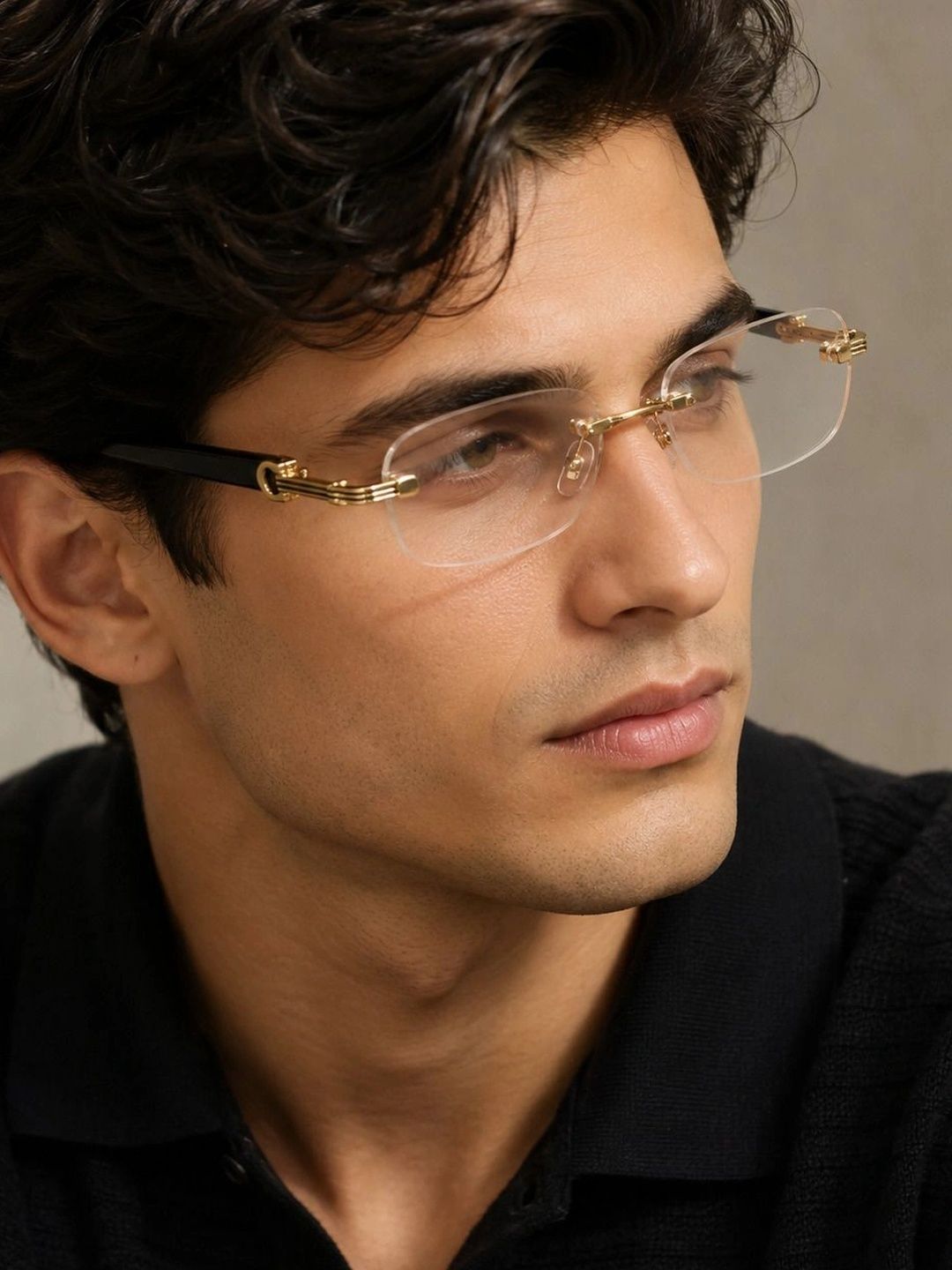 ZAADRAN Unisex Clear Lens & Gold-Toned Rectangle Sunglasses with-image-27