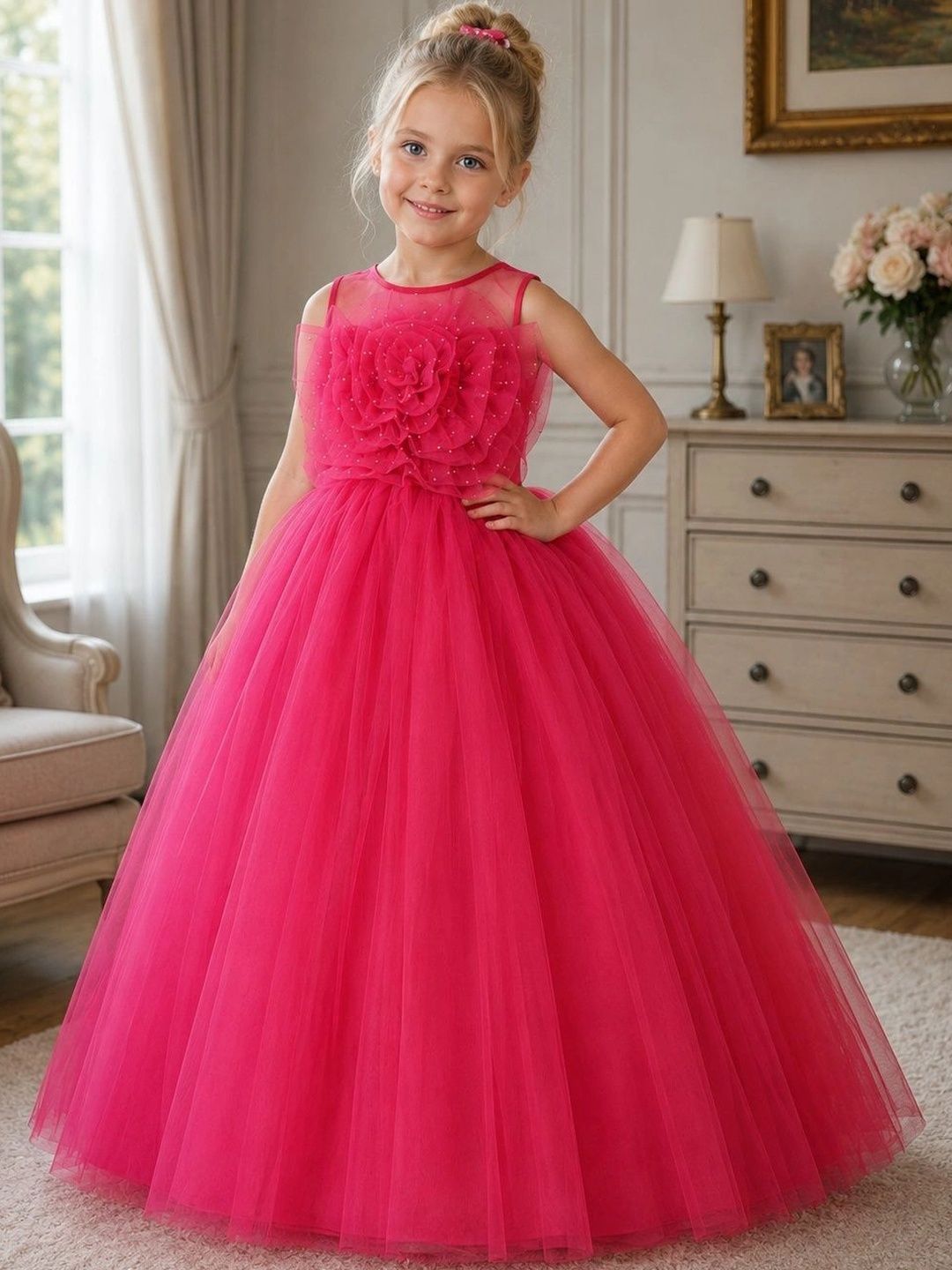 Miss & Chief Girls Ruffled Net Maxi Dress-image-46