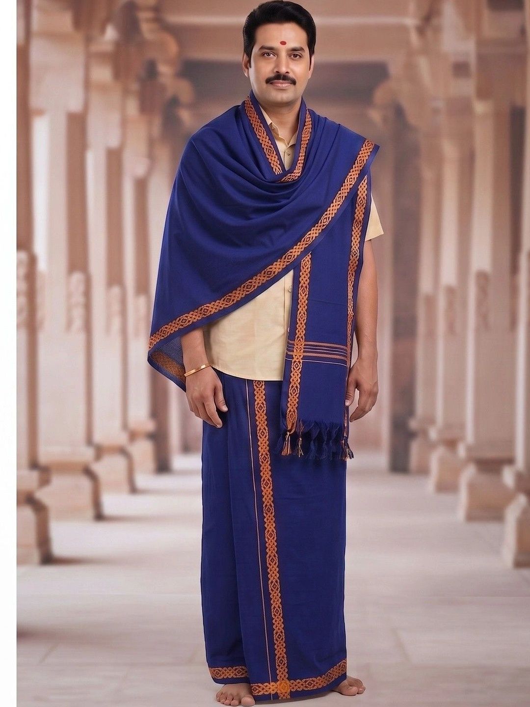 Hornbill Enterprises Men Embroidered Cotton Dhoti Dhotis-picture-23