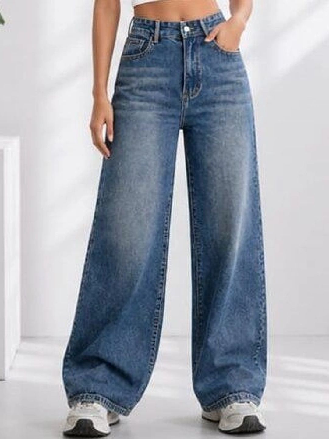 AKACY Women Straight Fit High-Rise Low Distress Stretchable Jeans-picture-33