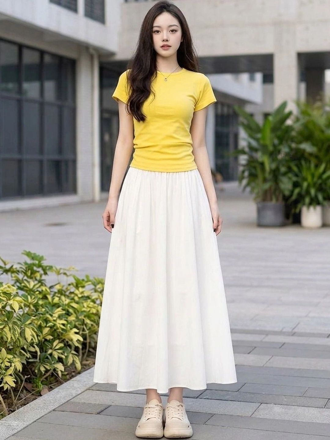 Suo Women Maxi Flared Skirt-picture-33