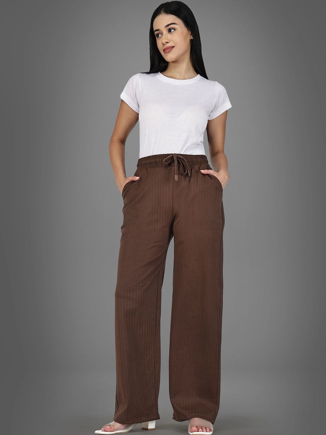 Aadvi Fashion Women Striped Relaxed High-Rise Trousers-image-39