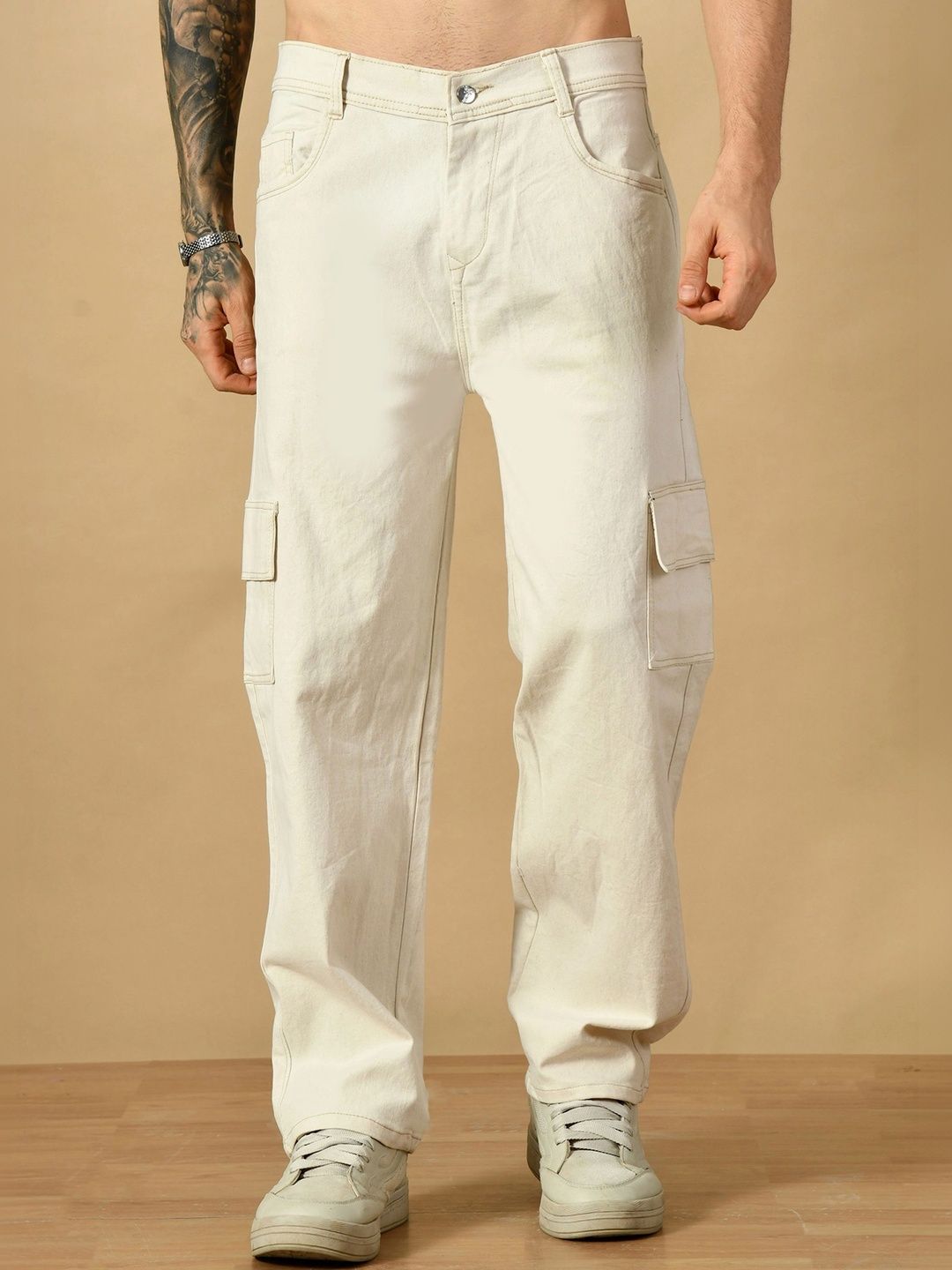 HERE&NOW Men Classic Loose Fit Cargos Trousers-picture-28