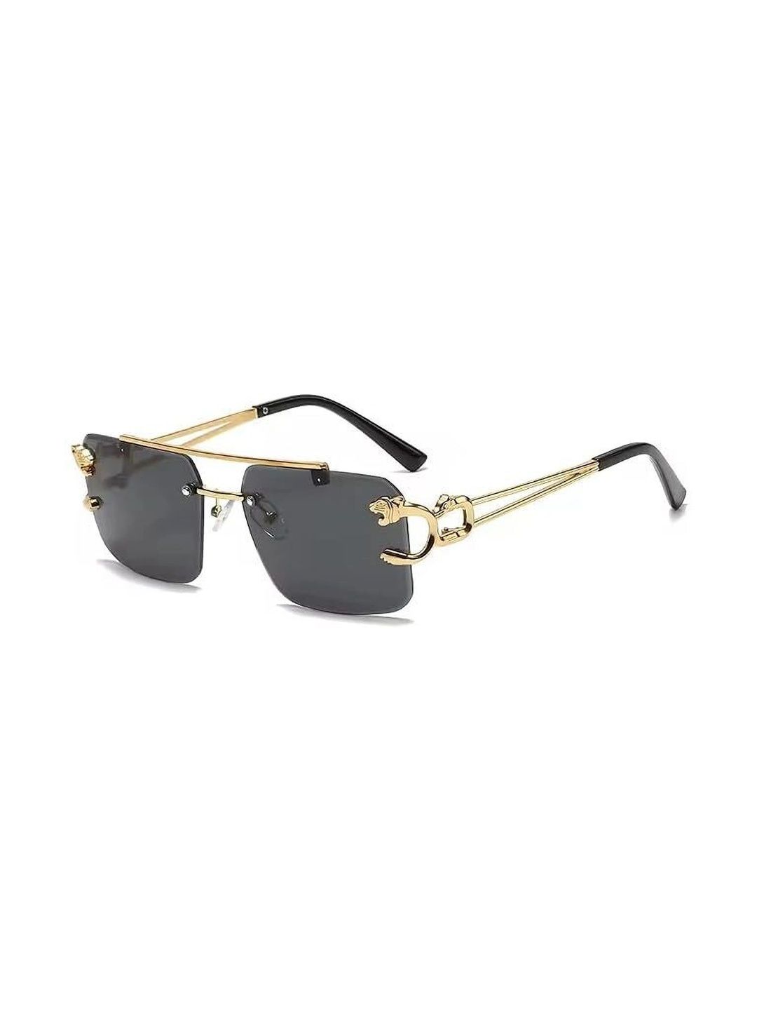 EYELLUSION Women Grey Lens & Gold-Toned Rectangle Sunglasses with-image-47