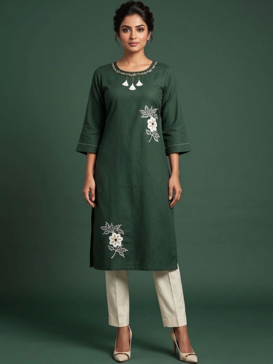 XIVARA Floral Embroidered Thread Work Thread Work Kurti-picture-58