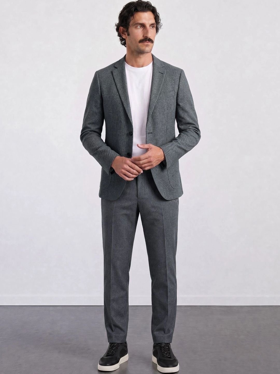 URBAN PERFORMANCE Notched Lapel Single-Breasted Super Slim Fit Formal Blazers-picture-12