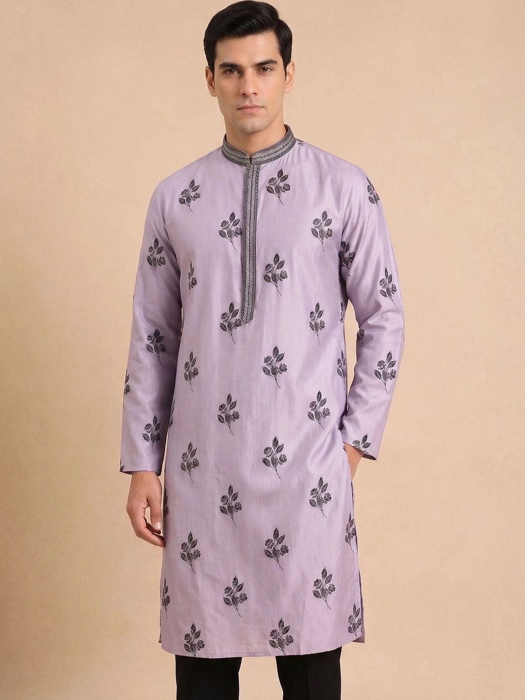 House of Pataudi Men Floral Printed Regular Kurta with Trousers-picture-37