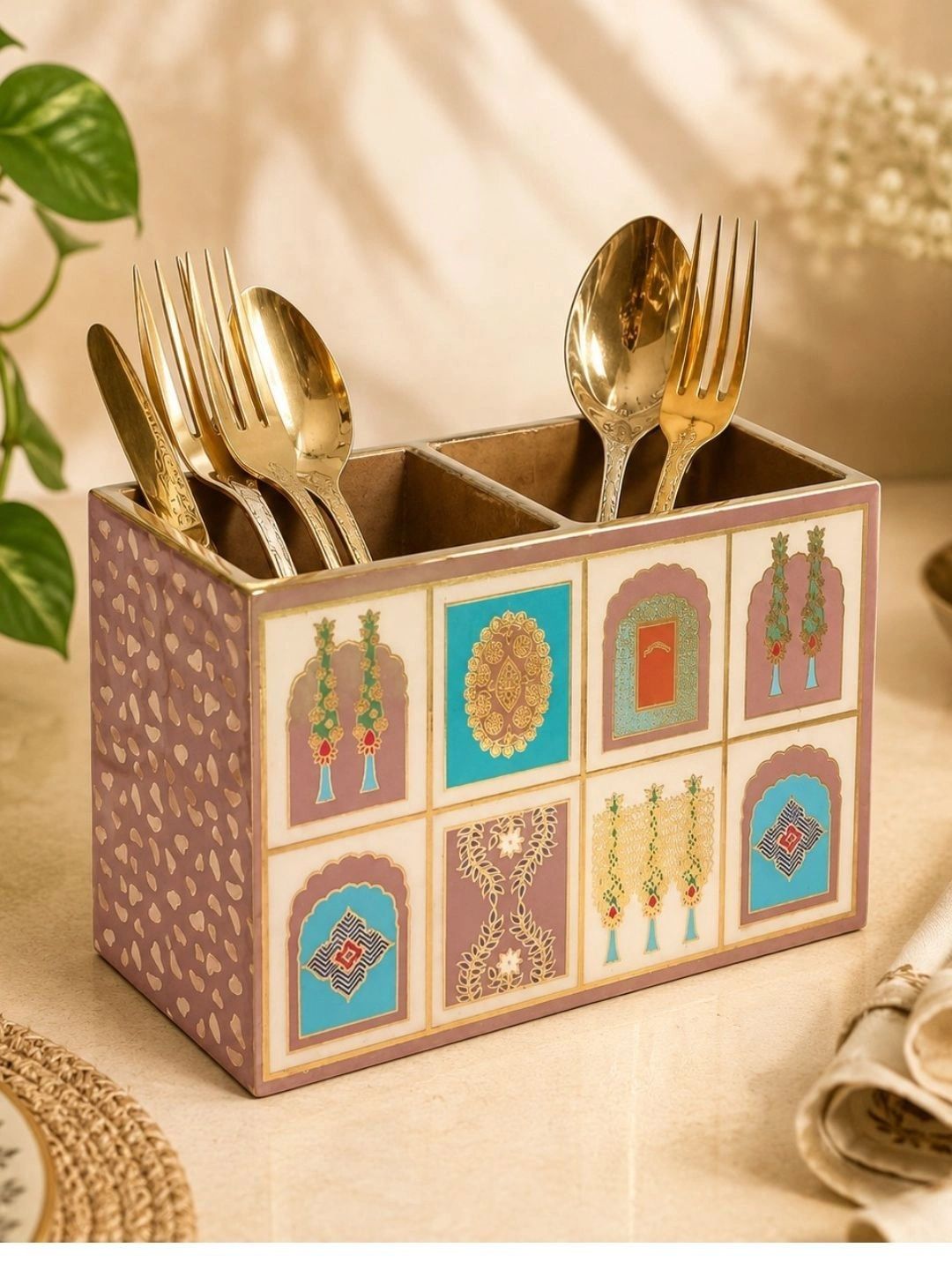 DULI Multicoloured Wood Cutlery Holder-picture-10