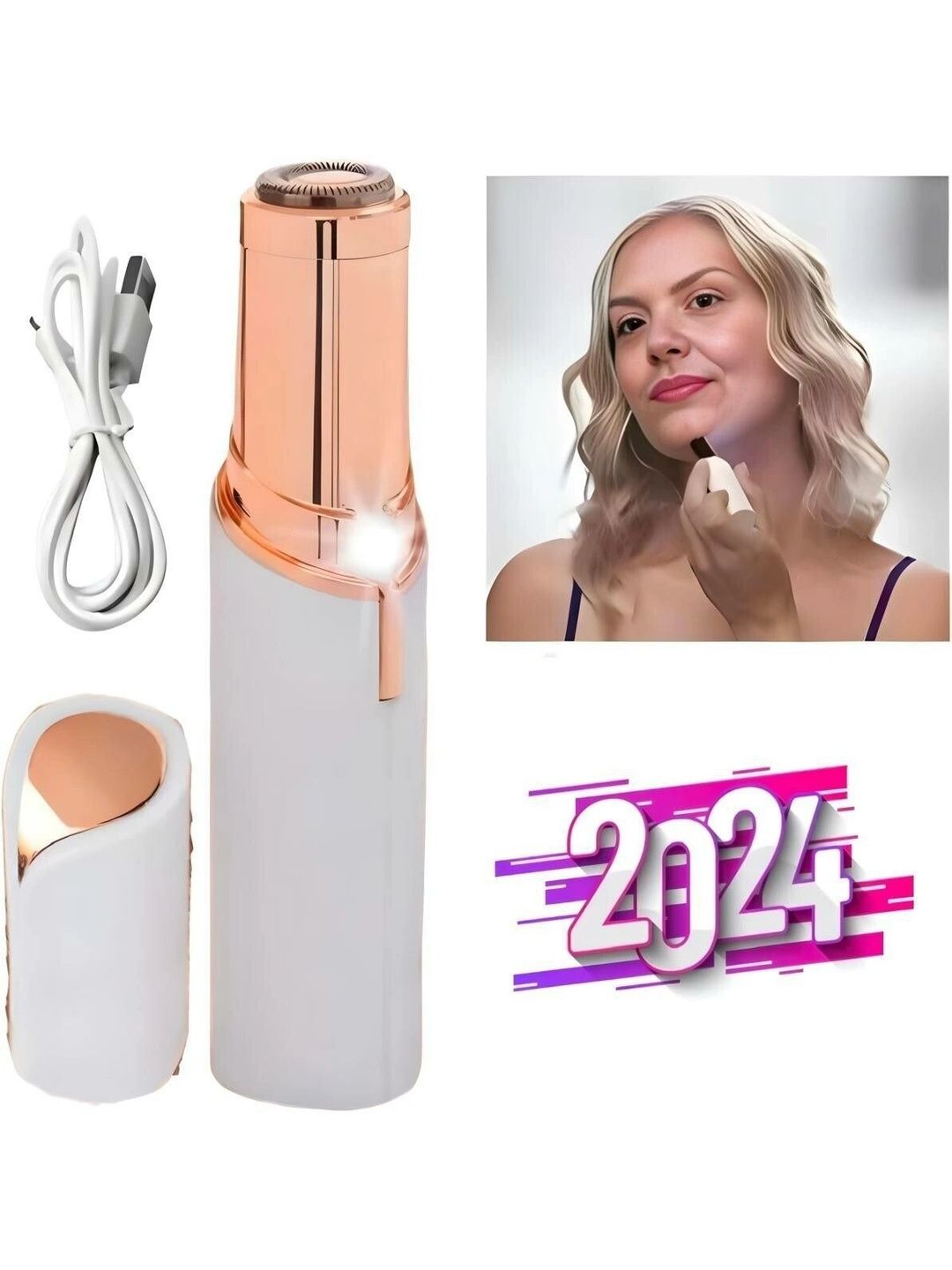 ShopCircuit Painless Rechargeable Electric Hair Removal Device With USB Cable-image-7