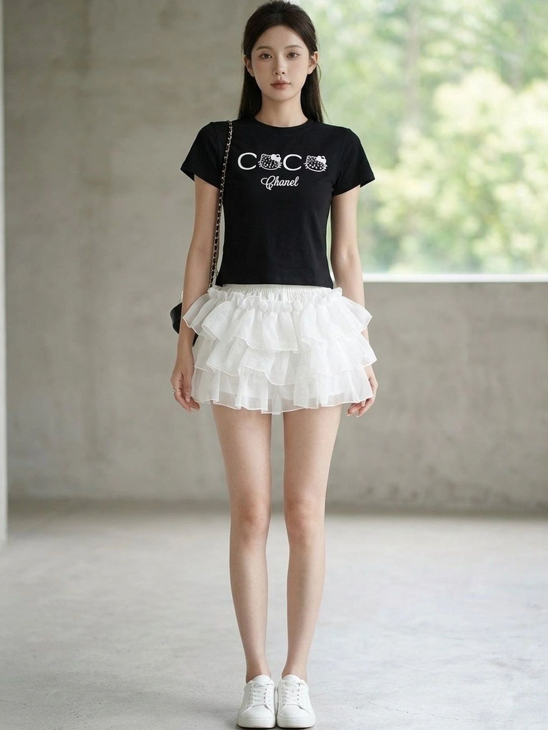Suo Women Tiered Mini Flared Skirt-picture-31