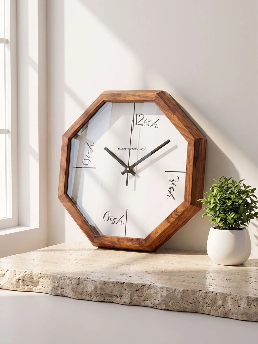 Spaces Unhooked Brown & White Geometric Contemporary Wall Clock-picture-32