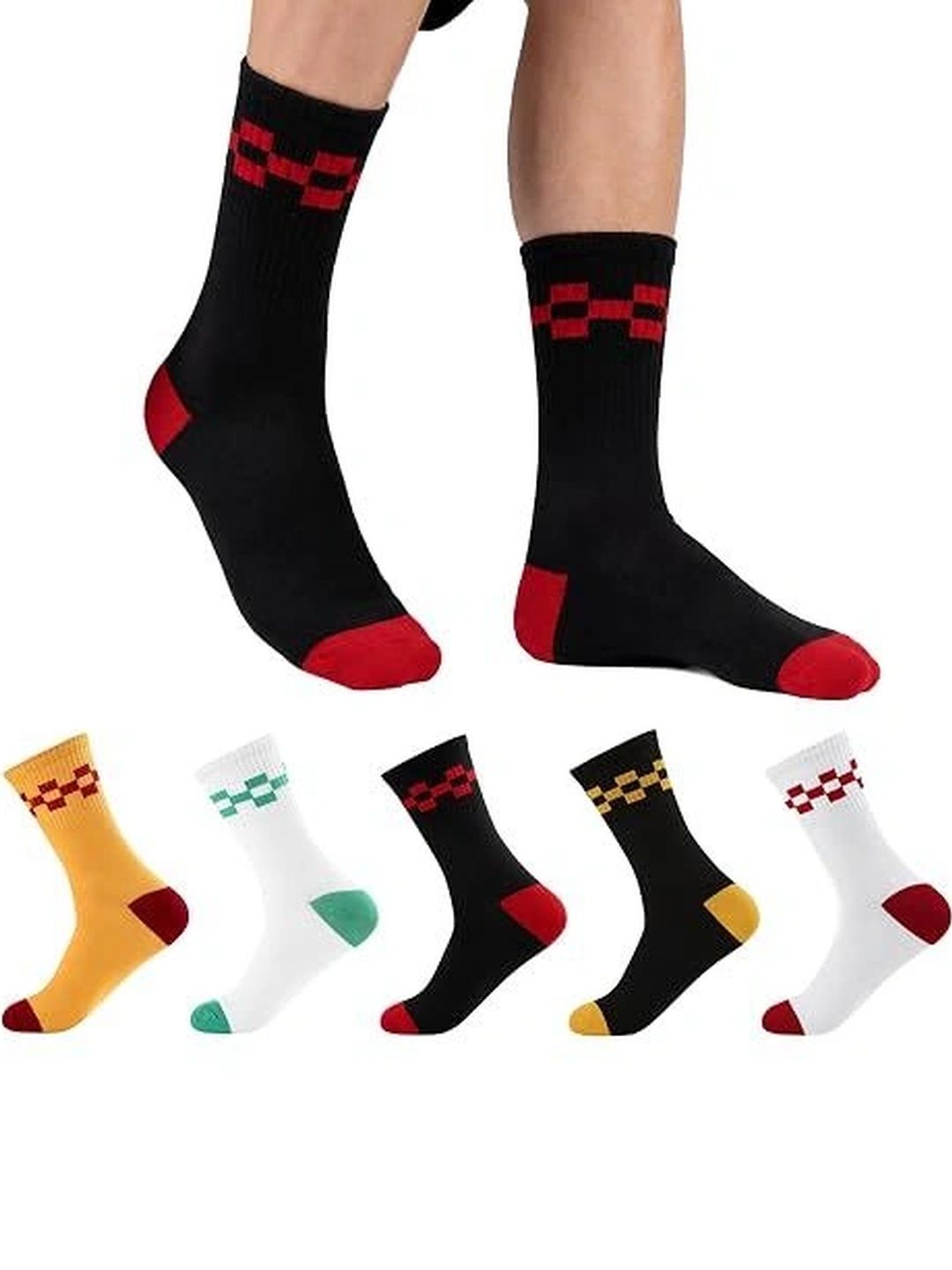 UMEGO Unisex Cotton Patterned Above Ankle Socks-image-19