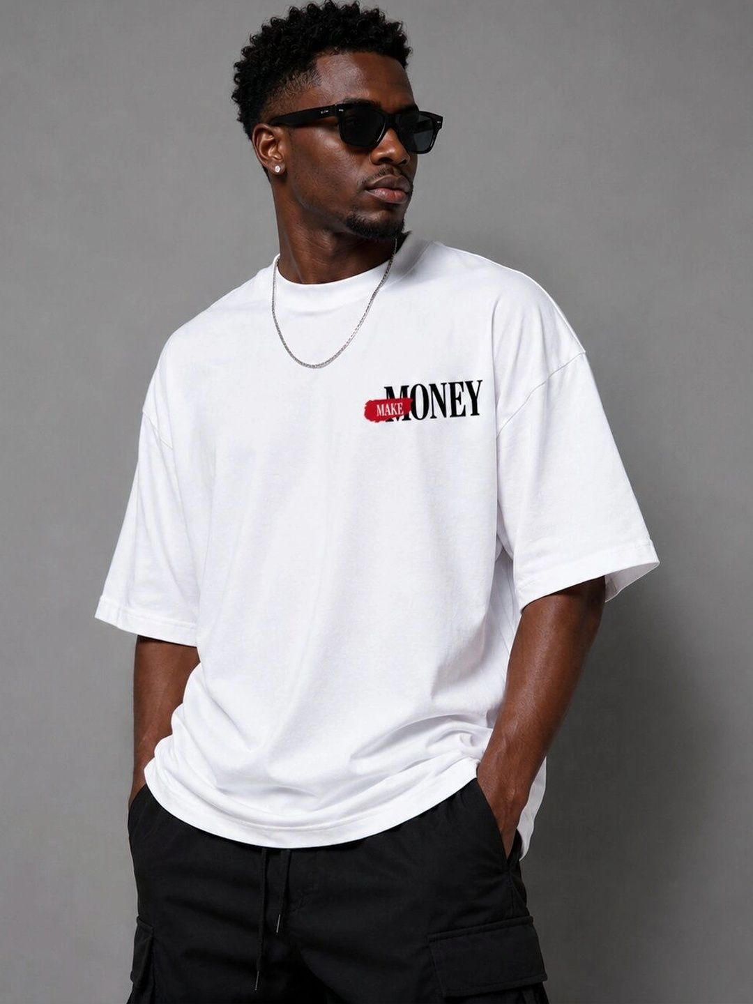 HERE&NOW Men Printed Drop-Shoulder Sleeves T-shirt-picture-29