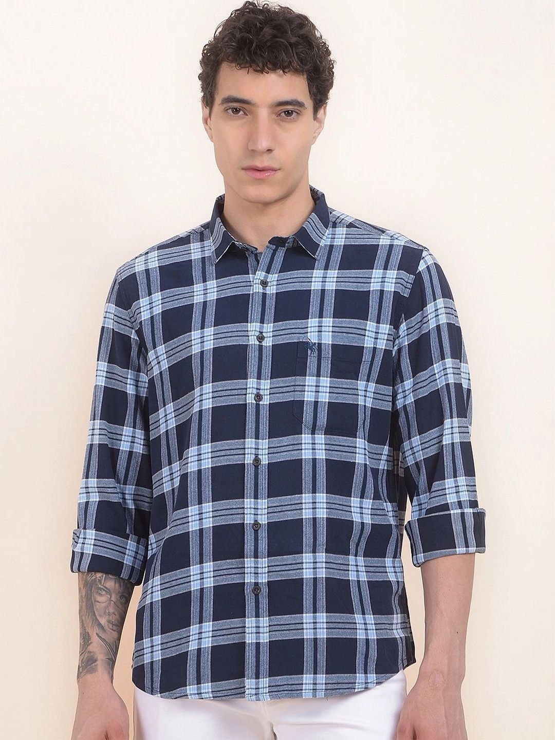 Cantabil Men Slim Fit Tartan Checks Checked Casual Shirt-picture-42