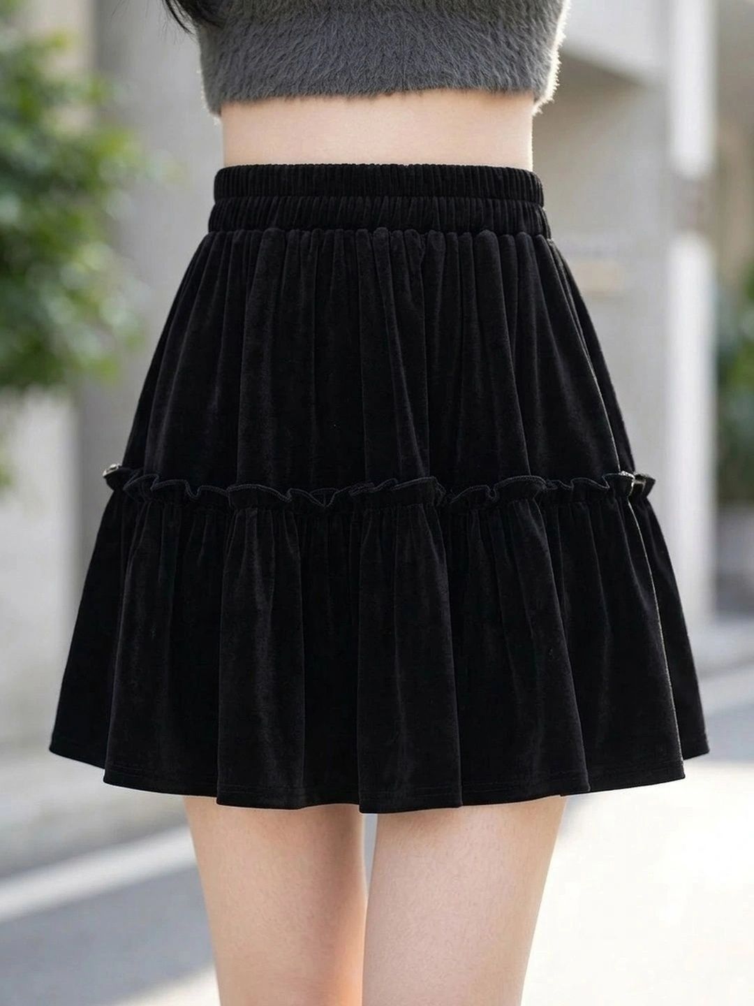 Suo Women Tiered Mini Flared Skirt-picture-21