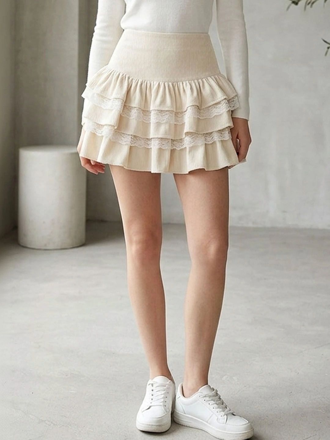 Suo Women Frills Bows and Ruffles Mini Flared Skirt-picture-39