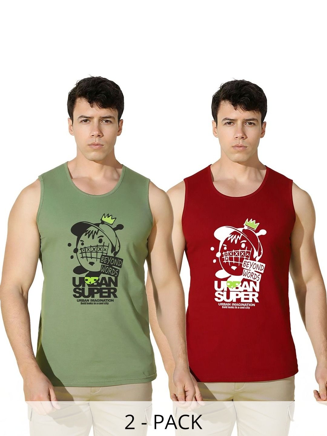 SLOWLORIS Pack of 2 Printed Cotton Tank-picture-30