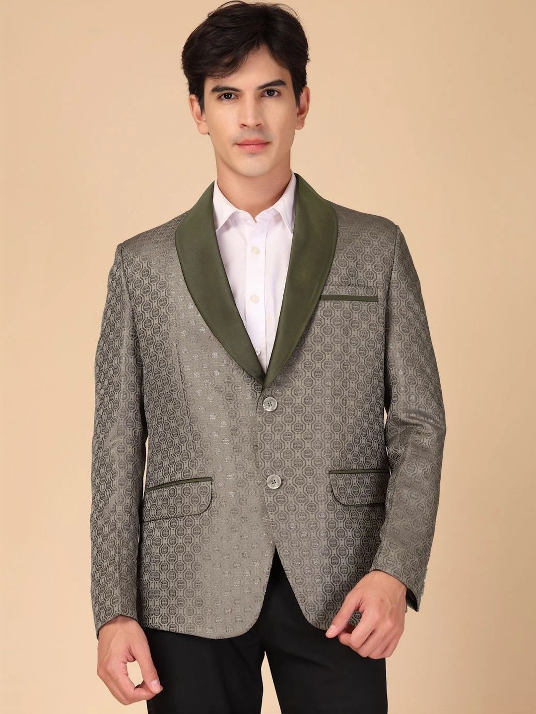 Moda Rapido Self Design Shawl Collar Single-Breasted Casual Blazer-picture-13