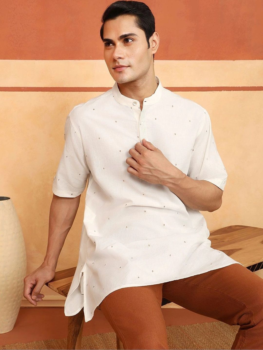 Fabindia Men Embellished Thread Work Kurta-picture-53