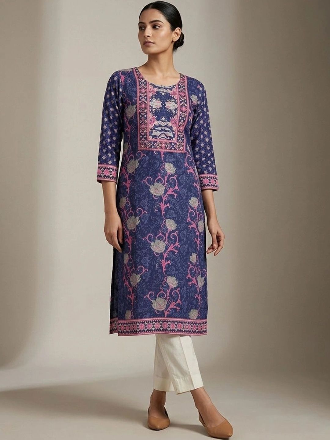 gokurtis Floral Printed Pure Cotton Blend Handloom Kurti-picture-30