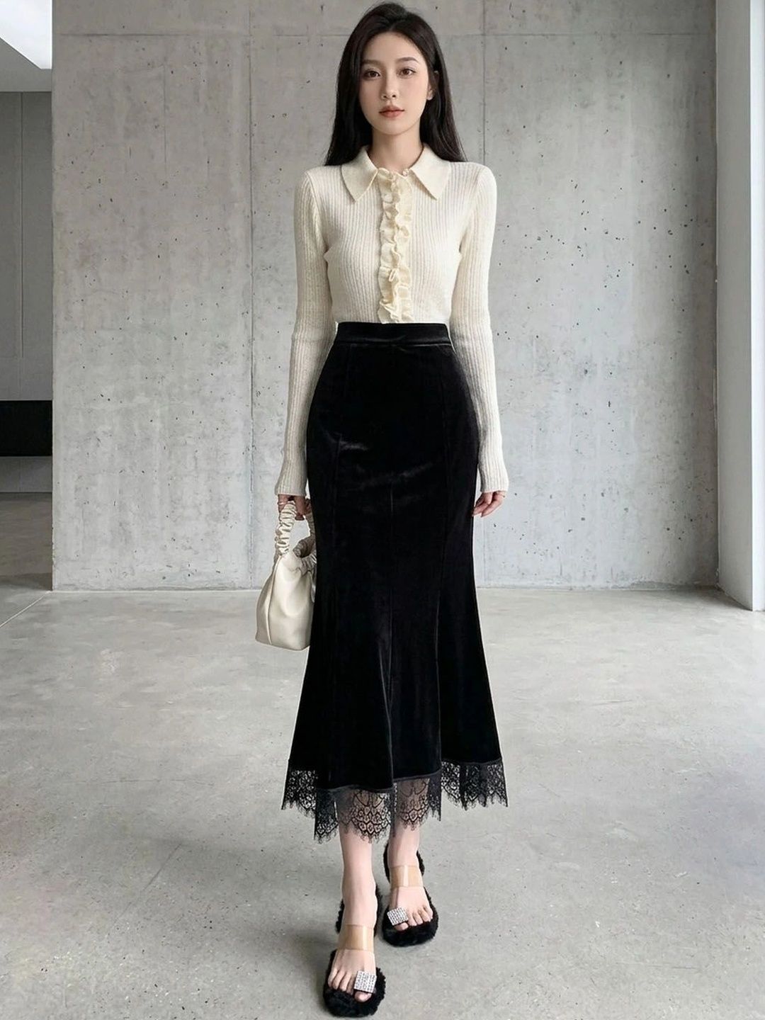 Suo Women Midi Trumpet Skirt-picture-26